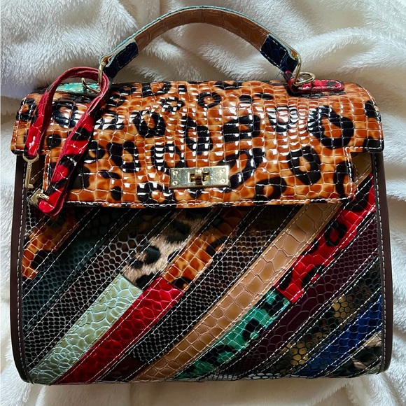 Handbags - Multi-color Cheetah and Snake Pattern Satchel Bag
